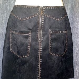 Zara Black Mini Skirt with Tan Stitching